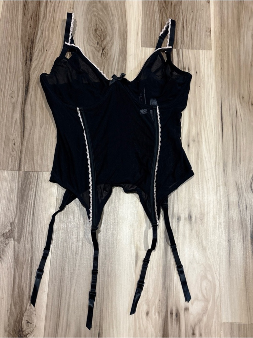 NWT Adore Me Size Large Black Sheer Corset Sexy Sheer Underwire Lingerie